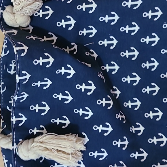 Canvas large beach bag with anchors - Picture 3 of 5